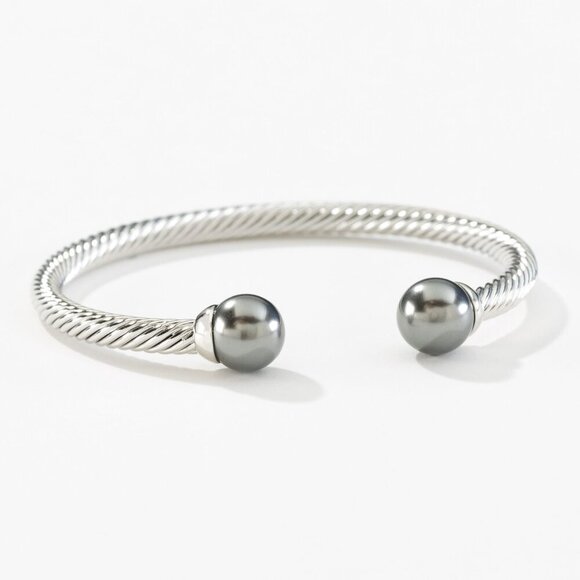 WITH A TWIST BRACELET, DK GREY PEARL by Touchstone Crystal by Swarovski ✨ NIB - Picture 1 of 2